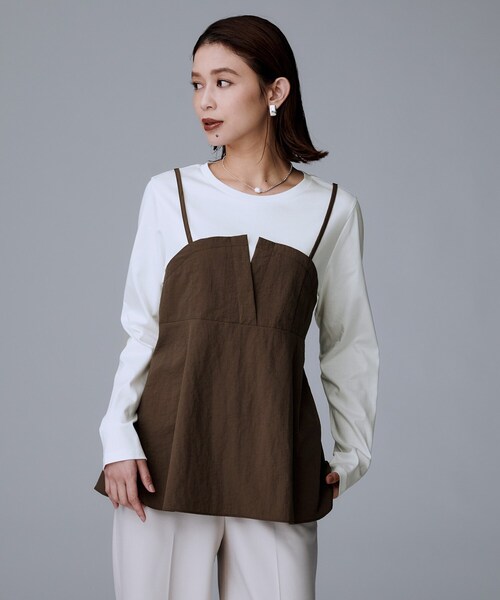 UNTITLED（アンタイトル）の「【洗える/ゆったりシルエット】ビスチェドッキング　プルオーバー（Tシャツ/カットソー・レディース・ブラウン系その他5/ブラック系4/ベージュ系4・48/44/04/02/50/00）」の3枚目の写真