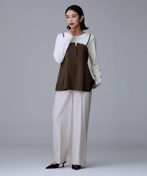 UNTITLED（アンタイトル）の「【洗える/ゆったりシルエット】ビスチェドッキング　プルオーバー（Tシャツ/カットソー・レディース・ブラウン系その他5/ブラック系4/ベージュ系4・48/44/04/02/50/00）」の21枚目の写真