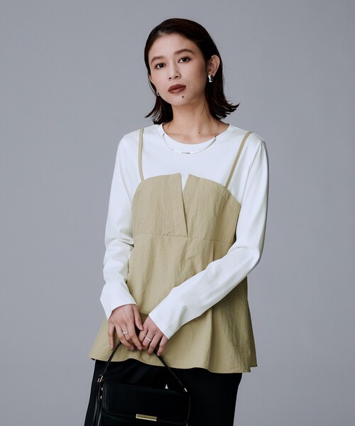 UNTITLED（アンタイトル）の「【洗える/ゆったりシルエット】ビスチェドッキング　プルオーバー（Tシャツ/カットソー・レディース・ブラウン系その他5/ブラック系4/ベージュ系4・48/44/04/02/50/00）」の4枚目の写真