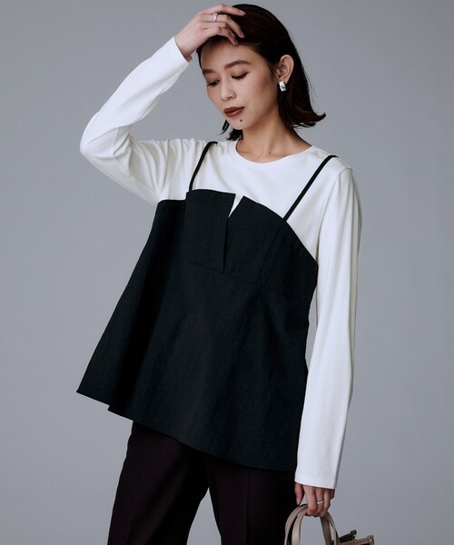 UNTITLED（アンタイトル）の「【洗える/ゆったりシルエット】ビスチェドッキング　プルオーバー（Tシャツ/カットソー・レディース・ブラウン系その他5/ブラック系4/ベージュ系4・48/44/04/02/50/00）」の8枚目の写真