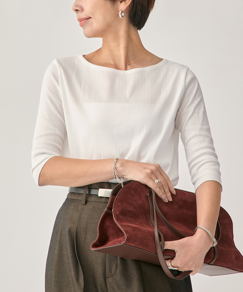 VERMEIL par iena（ヴェルメイユパーイエナ）の「Ballet neck RIB プルオーバー（Tシャツ/カットソー・レディース・ホワイト/ブラック・FREE）」の16枚目の写真