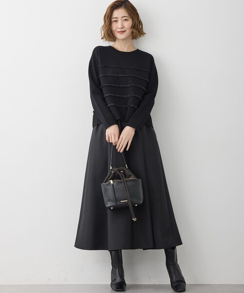 23区 L(ニジュウサンクオオキイサイズ)の「フリルボーダー ニット(ニット/セーター・レディース・ネイビー系/グレー系/ブラック系・44/46)」の5枚目の写真
