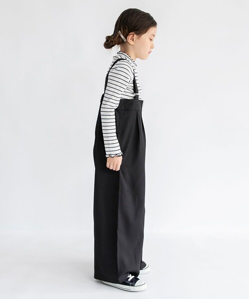 BRANSHES(ブランシェス)の「【プチレディ】ハイウエストサロペット(サロペット/オーバーオール・キッズ・グレー/ブラック・110/120/150/130/140/90/100)」の4枚目の写真