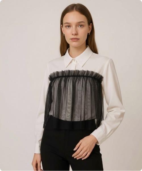 レイヤードチュール オフショルダートップス（その他トップス）｜I.O.E