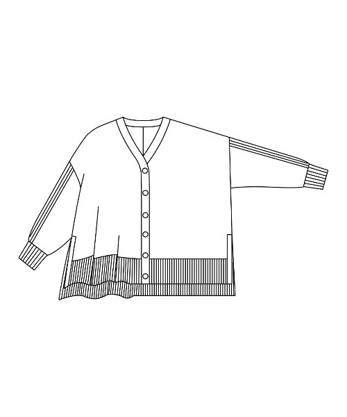 IEDIT（イディット）の「ＩＥＤＩＴ　シェル風ボタンがポイント　華奢見えヒラっとカーディガン（カーディガン/ボレロ・レディース・グレー/ブルーグリーン・3L/LL/L/M/S）」の7枚目の写真