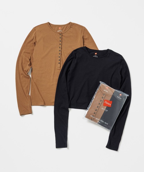 WOMEN【Hanes for BIOTOP】WASHED COTTON LONG SLEEVE PULLOVER