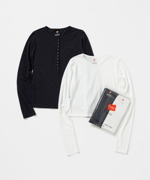 BIOTOP(rIg[v)WOMENyHanes for BIOTOPzWASHED COTTON LONG SLEEVE PULLOVER 2P/HENLEY NECK & CREW NECK EX(TVc/Jbg\[)