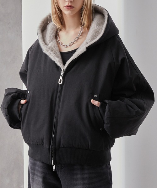 Loose/ルース（ルース）の「リバーシブルダックファー ショートフードブルゾン（その他アウター・メンズ・ブラック系/ブラック/ブラック系1・L/M/S）」の2枚目の写真