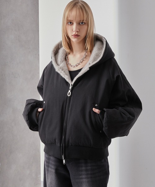 Loose/ルース（ルース）の「リバーシブルダックファー ショートフードブルゾン（その他アウター・メンズ・ブラック系/ブラック/ブラック系1・L/M/S）」の11枚目の写真
