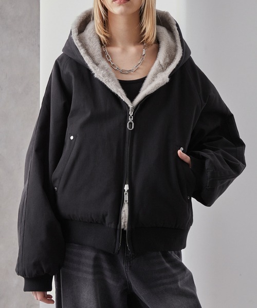 Loose/ルース（ルース）の「リバーシブルダックファー ショートフードブルゾン（その他アウター・メンズ・ブラック系/ブラック/ブラック系1・L/M/S）」の9枚目の写真