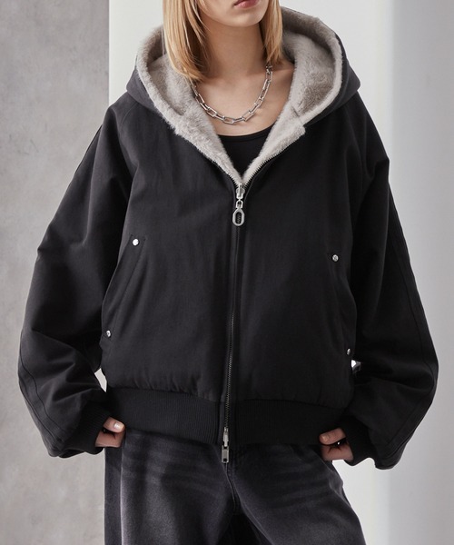 Loose/ルース（ルース）の「リバーシブルダックファー ショートフードブルゾン（その他アウター・メンズ・ブラック系/ブラック/ブラック系1・L/M/S）」の10枚目の写真