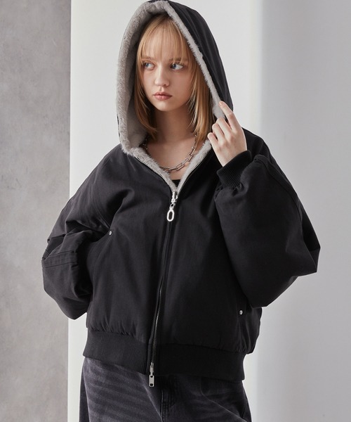 Loose/ルース（ルース）の「リバーシブルダックファー ショートフードブルゾン（その他アウター・メンズ・ブラック系/ブラック/ブラック系1・L/M/S）」の12枚目の写真