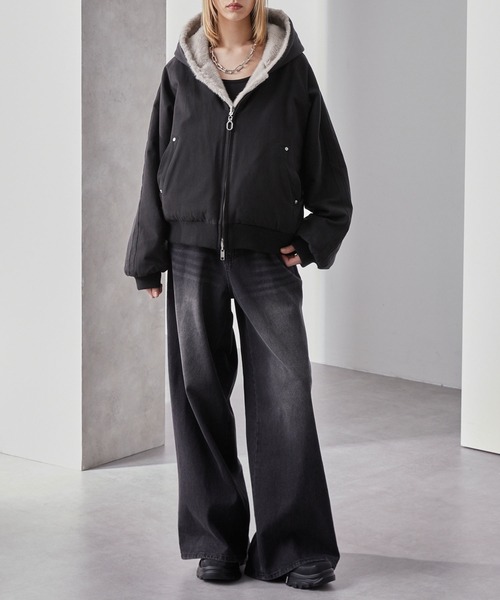 Loose/ルース（ルース）の「リバーシブルダックファー ショートフードブルゾン（その他アウター・メンズ・ブラック系/ブラック/ブラック系1・L/M/S）」の21枚目の写真