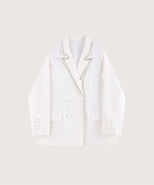 LA POMME jours(ラポミ・ジュール)の「Texture Bijou Jacket(テーラードジャケット・レディース・ホワイト・MEDIUM/LARGE/X-LARGE)」の1枚目の写真