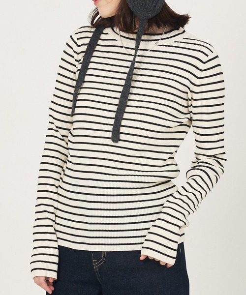 abahouse mavie(アバハウスマヴィ)の「プチハイネックリブプルオーバー(Tシャツ/カットソー・レディース・グレイッシュブルー/ブラック/ホワイト/ホワイト系その他・フリー)」の1枚目の写真