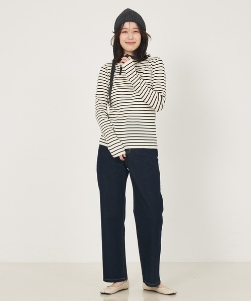 abahouse mavie(アバハウスマヴィ)の「プチハイネックリブプルオーバー(Tシャツ/カットソー・レディース・グレイッシュブルー/ブラック/ホワイト/ホワイト系その他・フリー)」の7枚目の写真