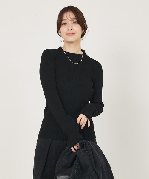 abahouse mavie(アバハウスマヴィ)の「プチハイネックリブプルオーバー(Tシャツ/カットソー・レディース・グレイッシュブルー/ブラック/ホワイト/ホワイト系その他・フリー)」の5枚目の写真