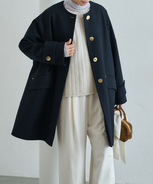 IENA（イエナ）の「ロングスリットノーカラーコート◇（ノー