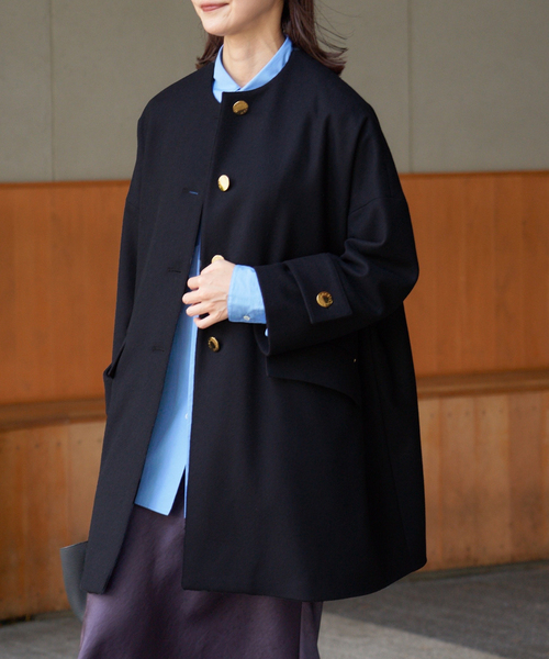 IENA(イエナ)の「MACKINTOSH/マッキントッシュ 別注 HUMBIE NC MB EX コート L252MO1160F2K(ノーカラーコート・レディース・ネイビー・36/38)」の21枚目の写真