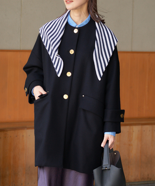 IENA(イエナ)の「MACKINTOSH/マッキントッシュ 別注 HUMBIE NC MB EX コート L252MO1160F2K(ノーカラーコート・レディース・ネイビー・36/38)」の14枚目の写真