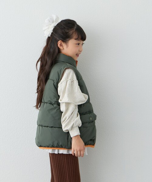 PENNEYS(ぺニーズ)の「【KIDS】【FOX×TYPY】リバーシブル配色フリース中綿ベスト(ベスト・キッズ・カーキ/ネイビー・150/130/110)」の4枚目の写真