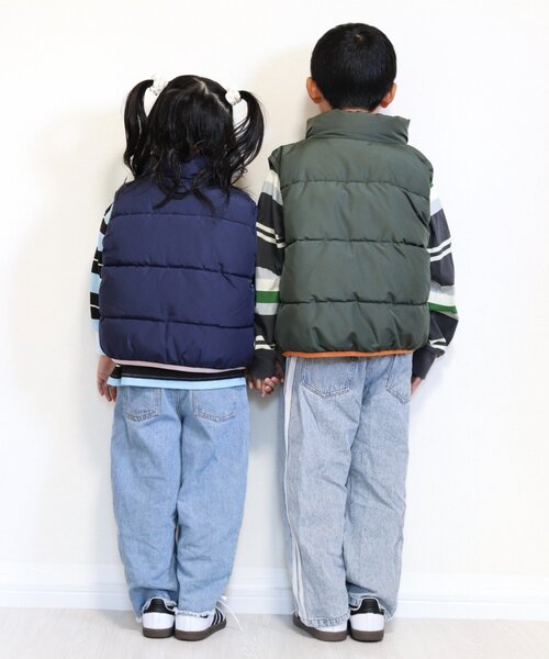 PENNEYS(ぺニーズ)の「【KIDS】【FOX×TYPY】リバーシブル配色フリース中綿ベスト(ベスト・キッズ・カーキ/ネイビー・150/130/110)」の7枚目の写真