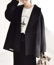 MILKBOY ブラック ダブルブレストピーコート ダブルフェイスビーバーダブルブレストコート | ブラックレーベル