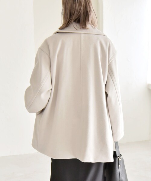 quaranciel: PURE WOOL ダブルブレスト テーラード ハーフ コート