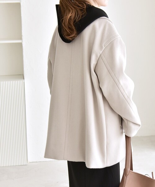 quaranciel: PURE WOOL ダブルブレスト ハーフ Pコート（ピーコート