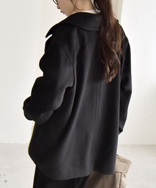 quaranciel: PURE WOOL ダブルブレスト テーラード ハーフ コート