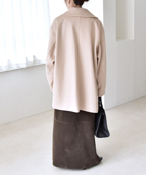 quaranciel: PURE WOOL ダブルブレスト ハーフ Pコート（ピーコート