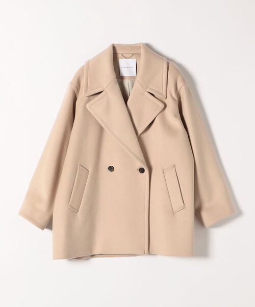 quaranciel(カランシエル)の「quaranciel: PURE WOOL ダブルブレスト テーラード ハーフ コート(ピーコート・レディース・ベージュ/ライトグレー/ブラック・ONE SIZE)」の12枚目の写真