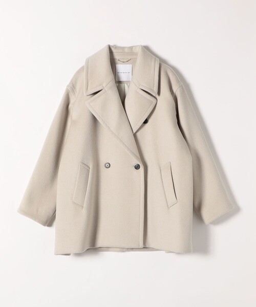 quaranciel: PURE WOOL ダブルブレスト テーラード ハーフ コート