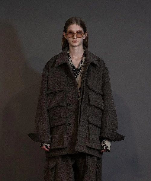 my beautiful landlet（マイビューティフルランドレット）の「【my beautiful landlet】 ALPACA SHAGGY COVERALL JACKET（ミリタリージャケット・メンズ・ブラック/ベージュ/ブラウン・1/0）」の2枚目の写真