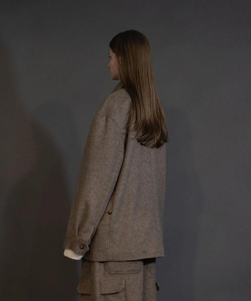 my beautiful landlet（マイビューティフルランドレット）の「【my beautiful landlet】 ALPACA SHAGGY COVERALL JACKET（ミリタリージャケット・メンズ・ブラック/ベージュ/ブラウン・1/0）」の8枚目の写真