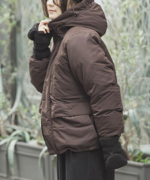 EKAL（エカル）の「『UR TECH』中綿フードジャケット（ダウンジャケット/コート・レディース・ダークブラウン/チャコールグレー・ONE）」の21枚目の写真