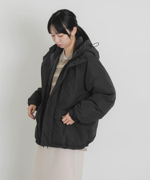 EKAL（エカル）の「『UR TECH』中綿フードジャケット（ダウンジャケット/コート・レディース・ダークブラウン/チャコールグレー・ONE）」の11枚目の写真