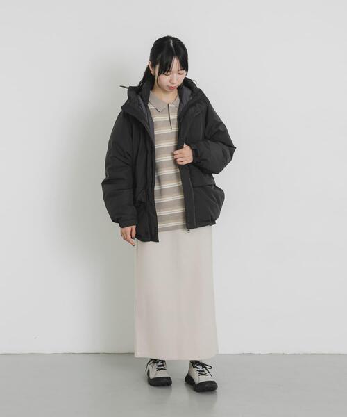 EKAL（エカル）の「『UR TECH』中綿フードジャケット（ダウンジャケット/コート・レディース・ダークブラウン/チャコールグレー・ONE）」の13枚目の写真