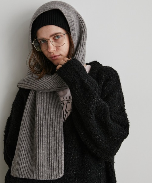 Auntie Rosa Holiday（アンティローザホリデー）の「リブショートマフラー（マフラー・レディース・グレー/ブルー/ブラック・FREE）」の3枚目の写真