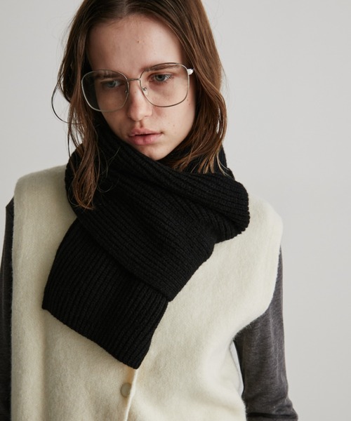 Auntie Rosa Holiday（アンティローザホリデー）の「リブショートマフラー（マフラー・レディース・グレー/ブルー/ブラック・FREE）」の2枚目の写真