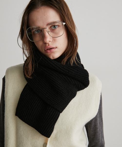 Auntie Rosa Holiday（アンティローザホリデー）の「リブショートマフラー（マフラー・レディース・グレー/ブルー/ブラック・FREE）」の4枚目の写真