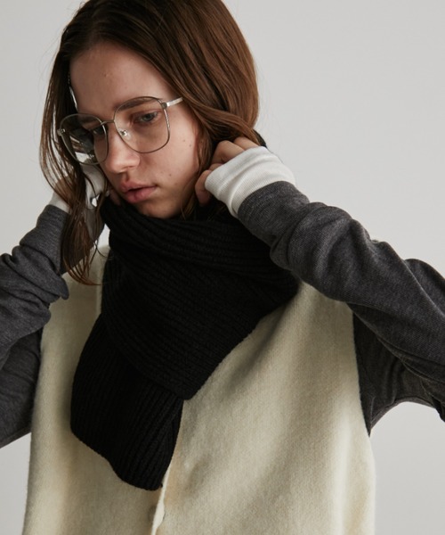 Auntie Rosa Holiday（アンティローザホリデー）の「リブショートマフラー（マフラー・レディース・グレー/ブルー/ブラック・FREE）」の5枚目の写真