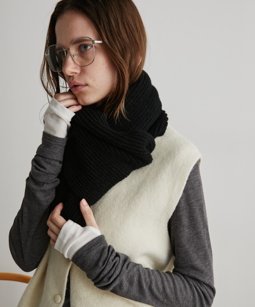 Auntie Rosa Holiday（アンティローザホリデー）の「リブショートマフラー（マフラー・レディース・グレー/ブルー/ブラック・FREE）」の6枚目の写真