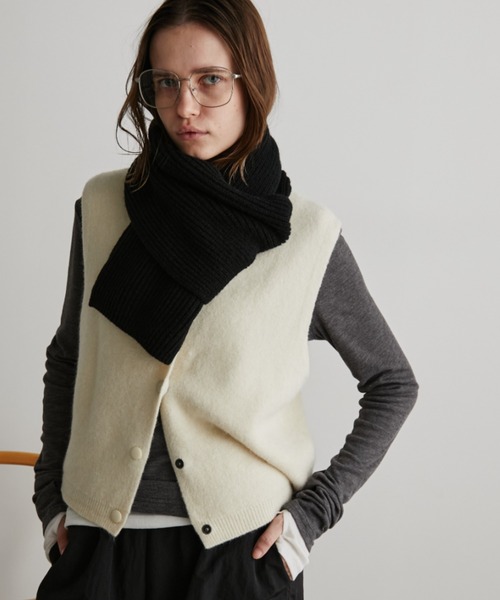 Auntie Rosa Holiday（アンティローザホリデー）の「リブショートマフラー（マフラー・レディース・グレー/ブルー/ブラック・FREE）」の7枚目の写真