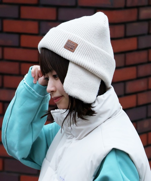 KRIFF MAYER(クリフメイヤー)の「【KRIFF MAYER/クリフメイヤー】耳付きニットワッチ(ニットキャップ/ビーニー・メンズ・ブラック/アイボリー/ブラウン・FREE)」の2枚目の写真