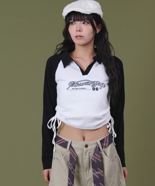 dispark(ディスパーク)の「DISPARK/サイドギャザーバイカラーロゴトップ(Tシャツ/カットソー・レディース・ホワイト/ベージュ・FREE)」の15枚目の写真