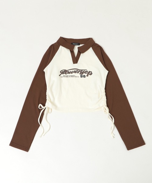 dispark(ディスパーク)の「DISPARK/サイドギャザーバイカラーロゴトップ(Tシャツ/カットソー・レディース・ホワイト/ベージュ・FREE)」の9枚目の写真