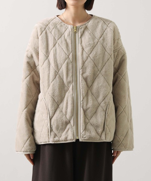 【新品未使用】グレンチェックフリルジャケット【Gready Brilliant】 エコファーキルトリバーシブルジャケット（その他アウター）｜Gready