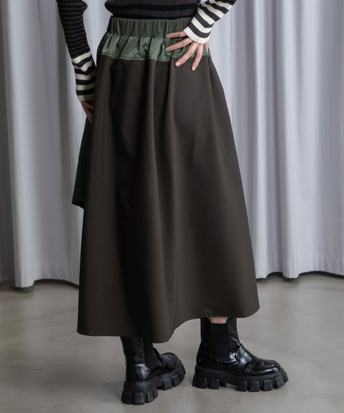MARECHAL TERRE(マルシャルテル)の「ミリタリーレイヤードスカート(スカート・レディース・ブラック/グレー/グレイッシュベージュ/カーキ・MEDIUM)」の6枚目の写真