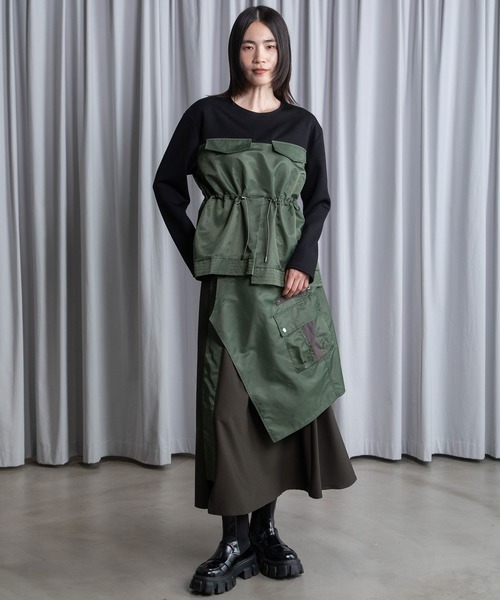 MARECHAL TERRE(マルシャルテル)の「ミリタリーレイヤードスカート(スカート・レディース・ブラック/グレー/グレイッシュベージュ/カーキ・MEDIUM)」の9枚目の写真